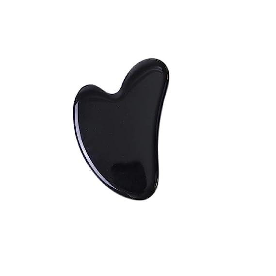Black Obsidian Jade Facial Roller & Gua Sha Set 100% Natural Source from Highest Altitude of Himalayan Two-Sided Face Neck Massager Stone Beauty Tool-Velvo Beauty