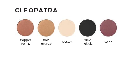 Cleopatra Shimmer White, Purple Burgundy, Gold Bronze, Black and Copper Penny Vegan Eyeshadow Palette; Talc, Paraben & Cruelty Free-Velvo Beauty