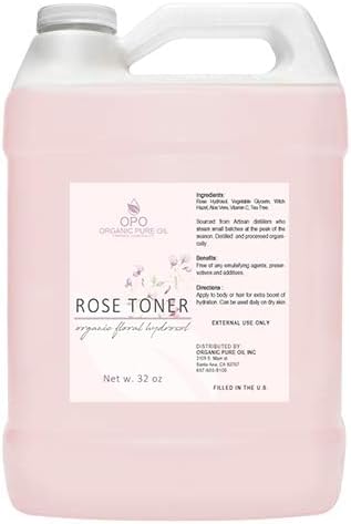 Rosewater Glycerin Mist Toner Bulk Spray Facial Body Floral Cleanser Pure Rose Hydrosol Vegetable Glycerine Moisturizing Cleansing Toning Mix Face Skin Hair Body - Packaging May Vary (32 Ounces)-Velvo Beauty