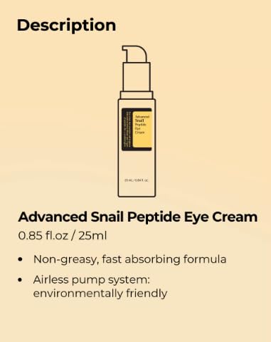 Tristar Advanced Snail Peptide Eye Cream, Anti-Wrinkle, Anti-Aging, Dark Circle Removing, Brightening Night Cream, 73.7% Snail Mucin - 30ml / 1FL Oz – 1 Count-Velvo Beauty