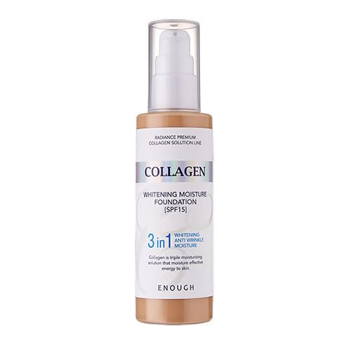 Enough Collagen 3in1 Whitening Moisture Foundation SPF15, 3.38 fl oz/ 100ml - Brightening, Moisturizing, Anti-Aging, Korean Skin Care Makeup (#13 Light Beige, 3.38 fl oz / 100ml)-Velvo Beauty