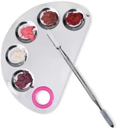 Stainless Steel Colour Professional 5 Paint Wells Palettes with Lid (Set of 1, Silver)-Velvo Beauty