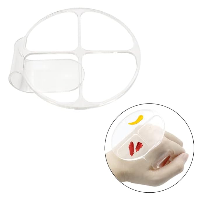HLLMX 2 PCS Handheld Makeup Mixing Tray Hand Makeup Mixing Palette Acrylic Nail Art Manicure Palette Clear Foundation Palette Eyeshadow Makeup Hand Palette for Mixing Foundation-Velvo Beauty
