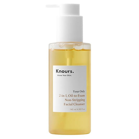 Knours. 2-in-1 Oil-to-Foam Non-Stripping Facial Cleanser, Honey & Plant Based Oils Makeup Remover Non Drying Clean Beauty (145ml 4.97 fl. oz.)-Velvo Beauty