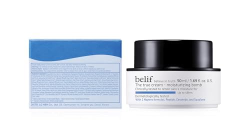 belif Moisturizing Bomb – Daily Ceramide Moisturizer with Peptide & Squalane, 48hr Hydration & Anti-Aging Cream, Milky & Lightweight, Restores Skin Barrier, Korean Skincare, 0.84 fl oz (25ml)-Velvo Beauty