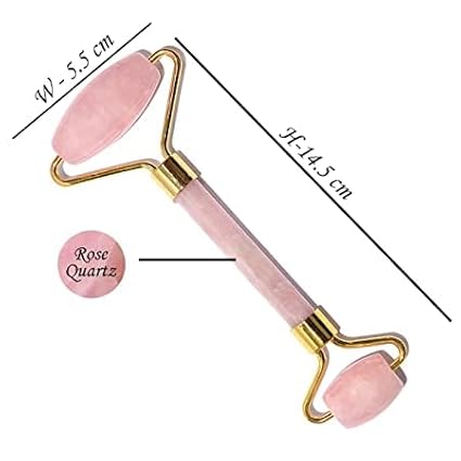 Rose Quartz Roller and Gua sha Set | Reduces Wrinkles, Fine lines and Dark Circles | Pink Jade Roller | Anti-aging Massager for Skin Toning and Tightening for Face, Eyes, Neck-Velvo Beauty