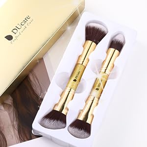DUcare Makeup Brushes Duo End Foundation Powder Buffer and Contour Brush Synthetic Cosmetic Tools 2Pcs-Velvo Beauty