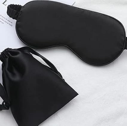 Women Imitated Silk Sleeping Mask Travel Eye Patch (Black)-Velvo Beauty