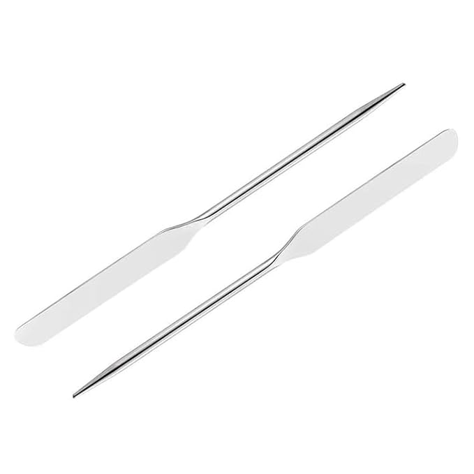 5 Pieces Stainless Steel Makeup Spatula Foundation Mixing Tool Eye Cream Spoon Foundation Spatula Cosmetic Skincare Spatula Nail Art Makeup Stirring Rod for Home Beauty Salon, Silver-Velvo Beauty