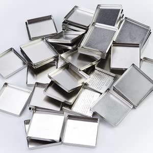 50 Pcs Empty Metal Pans, Makeup Palette Pans for Eyeshadow Magnetic Cosmetic Palette Size 26mm (Square&Round&depotting spatula)-Velvo Beauty