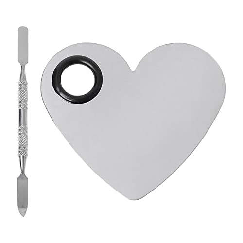2 Pack Makeup Palette,Stainless Steel Cosmetic Mixing Palette with Spatula Tool for Foundation Nail Art Eyeshadow, Silver-Velvo Beauty