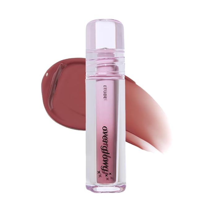 ETUDE Over Glowy Lip Stain Tint Buddy Beige, 0.1 oz (3 g), Lip Tint, Lipstick, Glossy Finish, Highly Moisturizing, Melotint, Plush, Glossy, Volume, Vegan Certified-Velvo Beauty