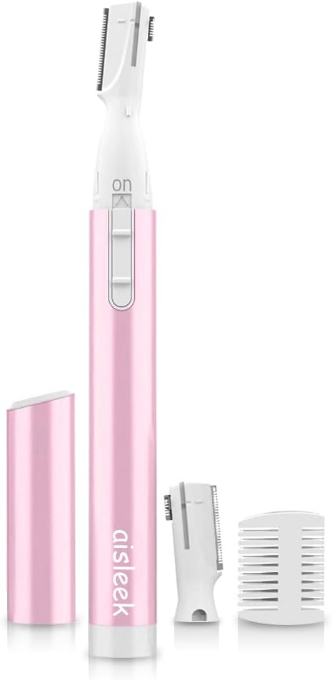 Eyebrow Trimmer, Facial Hair Trimmer Precision Detailer with Rinseable Blade, Battery Powered Double-Sided Eyebrow Razor with Comb, Compact Pen-Size Safe Painless Shaver-Velvo Beauty