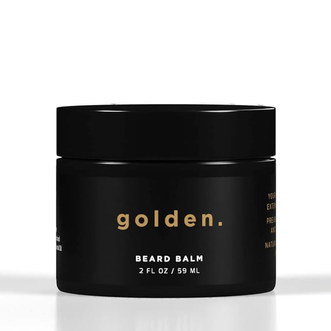 Golden Grooming Co. Beard Balm for Men - Strengthens & Softens Beards and Mustaches - Adds Shine & Tames Flyaway Hair, Beard Styling Balm with Argan Oil - Peppermint Scent - 2 Ounce-Velvo Beauty