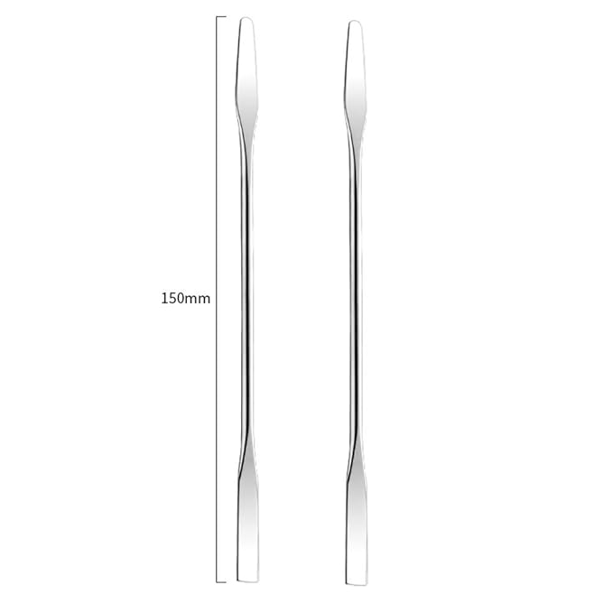 2Pcs Stainless Steel Cosmetic Mixing Makeup Spatula Nail Art Palette Stick Stirring Rod Mixer Artist Tool for Beauty Salon Color Cream Mixing Professional and Personal Use, Silver-Velvo Beauty