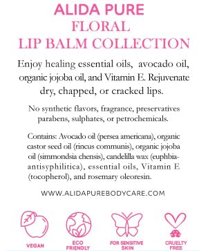 Floral Lip Balm Collection, Vegan Lip Balm Set, Beeswax Free, with Avocado Oil, Organic Jojoba Oil, and Vitamin E, Natural Moisturizer for Dry, Chapped or Cracked Lips, 3 Tube Set-Velvo Beauty