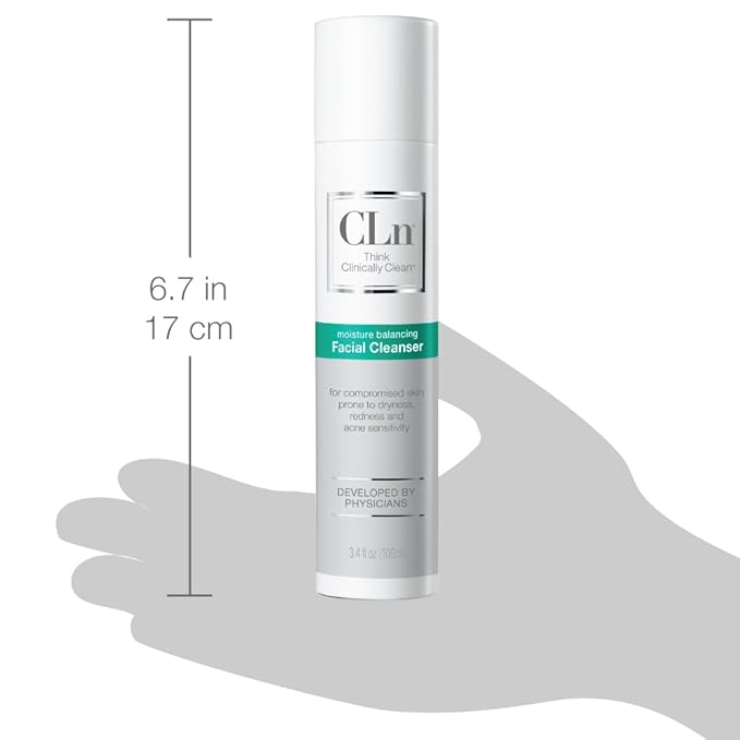 CLn® Facial Cleanser - Hydrating Facial Cleanser with Glycerin, For Skin Prone to Dryness, Eczema, Redness, Irritation & Acne Sensitivity, Fragrance-Free & Paraben-Free, 3.4 fl. oz.-Velvo Beauty
