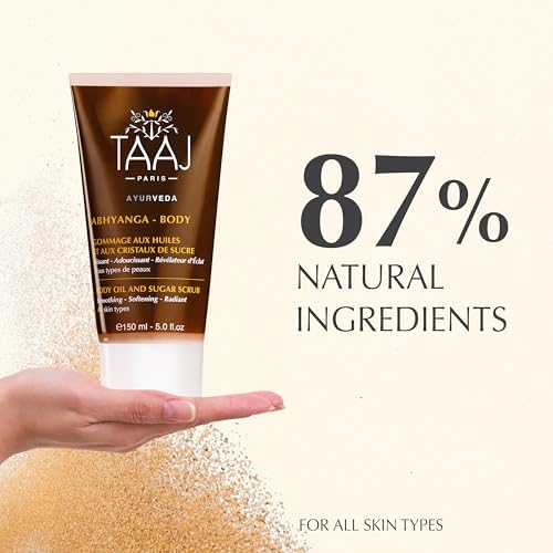 | Face & Body Scrub with Oils & Sugar Crystals | Gentle Exfoliation & Cleansing | Smooths, Softens & Boosts Radiance | Ayurvedic-Inspired Skincare | Nourishing oils | 87% natural| 5.1 fl oz-Velvo Beauty