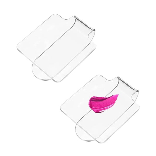2PCS Clear Acrylic Professional Makeup Palette Handheld Cosmetic Nail Art Manicure Palette for Mixing Foundation Cosmetics Eyeshadow Cremes-Velvo Beauty