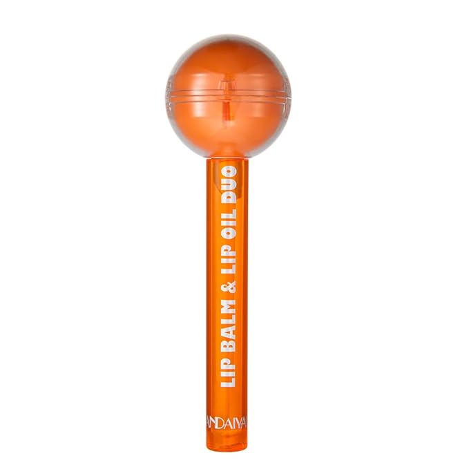 Tinted Lip Balm Lollipop Lip Gloss, Magic pH Color Changing Pink Lipstick & Vitamin E Clear Lip Oil Combo, Hydrating Plumping Lip Care Product for Girls (Orange)-Velvo Beauty