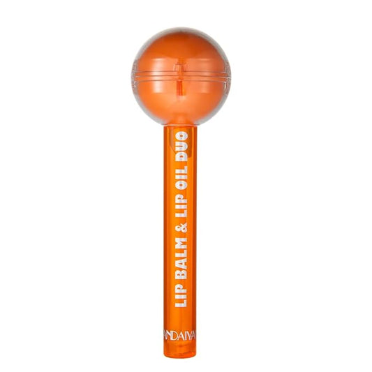 Tinted Lip Balm Lollipop Lip Gloss, Magic pH Color Changing Pink Lipstick & Vitamin E Clear Lip Oil Combo, Hydrating Plumping Lip Care Product for Girls (Orange)-Velvo Beauty