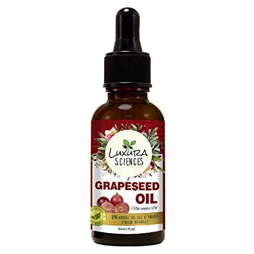 Organic Grapeseed Oil | Hair, Body & Face Moisturizer | Helps Reduce Wrinkles, Stretch Marks | Hydrates Dry Skin & Enhances Hair Growth | Cold-Pressed | 1.01 Fl Oz (30ml)-Velvo Beauty