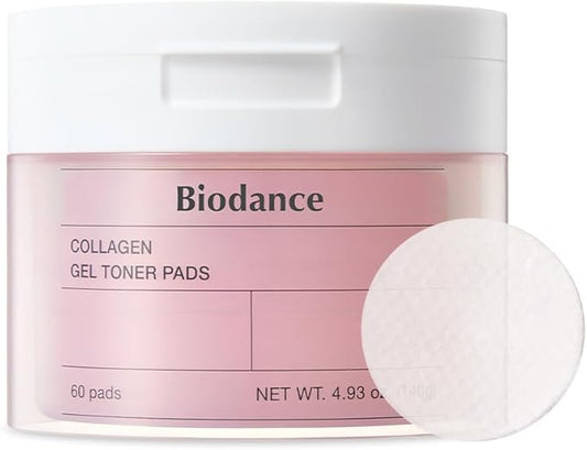 Biodance Collagen Gel Toner Pads, Pore Minimizer for Face, Improving Elasticity, Gentle Exfoliating Toner Pads for Sensitive Skin, Korean Skincareㅣ4.93 fl.oz.(140g)*60Pads-Velvo Beauty