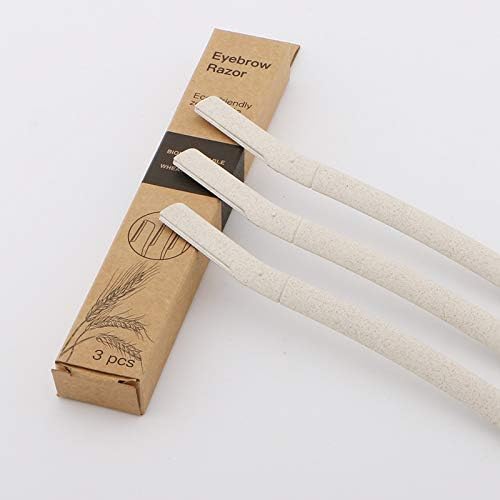 Biodegradable Zero Waste Eco Friendly Compostable 3 Pc Wheat Straw Face Dermaplaning Blade / Eyebrow Hair Trimmer / Shaver Disposable Facial Hair Removal / Face Razor-Velvo Beauty