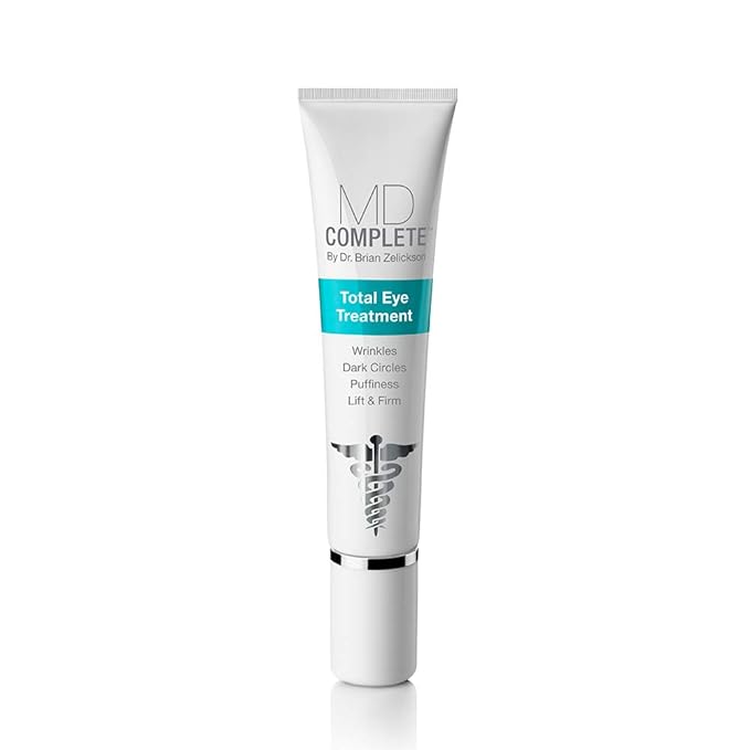 MD Complete Total Eye Treatment | Anti-Aging Hydrating Skin Renewal Eye Treatment | with Peptides, Vitamins C & E and Hyaluronic Acid for Wrinkles, Fine Lines and Crows Feet 0.5 fl oz-Velvo Beauty