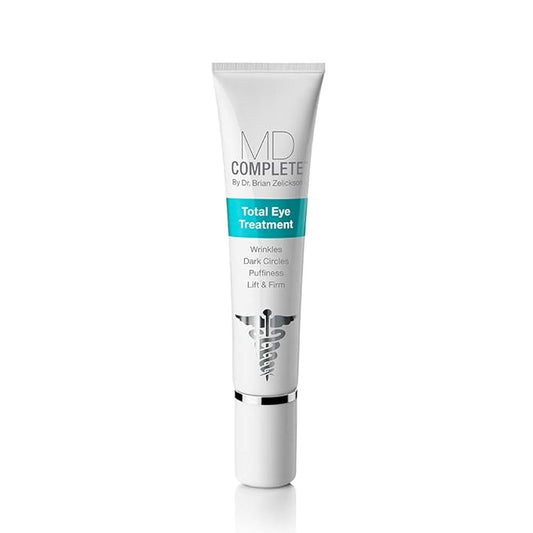 MD Complete Total Eye Treatment | Anti-Aging Hydrating Skin Renewal Eye Treatment | with Peptides, Vitamins C & E and Hyaluronic Acid for Wrinkles, Fine Lines and Crows Feet 0.5 fl oz-Velvo Beauty