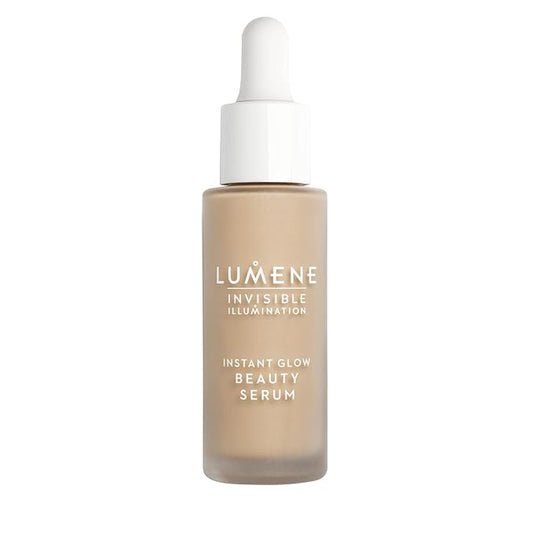 Lumene Invisible Illumination Instant Beauty Glow Serum - Sheer-Coverage Face Makeup + Brightening Serum - Infused with Nordic Algae and Vitamin E for Instant Radiance - Universal Medium (30ml)-Velvo Beauty