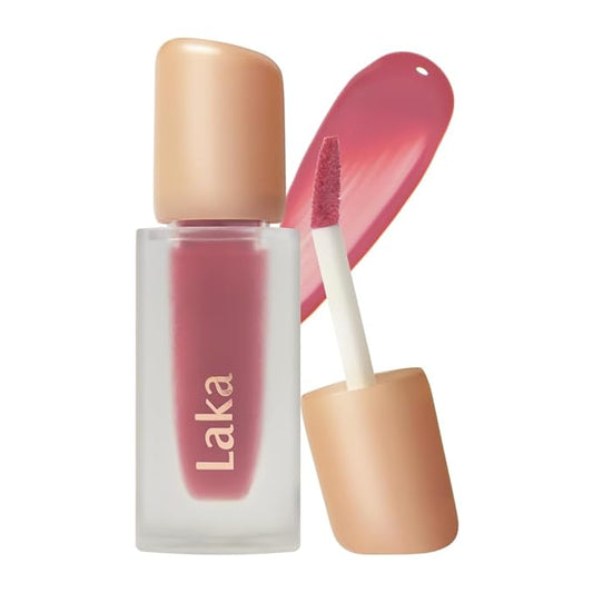 Laka Fruity Glam Tint, 4.5g/0.15 oz., Glowing Lip Stain with Wide Color Spectrum, Hydrating & Lightweight Texture, Long-Lasting Bold Stain, Non-Sticky, Vegan, K-Beauty (#111 Mellow)-Velvo Beauty