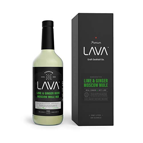 (3 Pack) LAVA Premium Spicy Moscow Mule Mix by LAVA Craft Cocktail Co., Made with Ginger Beer, Key Lime Juice, Real Ginger Puree, No Artificial Sweeteners, Ready to Use, 1-Liter (33.8oz) Glass Bottle-Velvo Beauty