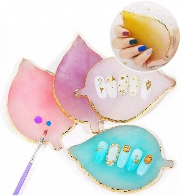 1Pc White Resin Nail Art Palette Makeup Mixing Palette Gold Edge Nail Art Tool Gel Design Nail Art Makeup Mixing Tray DIY,Nail Art and Polish,Beauty and Personal Care,Foot, Hand and Nail Care-Velvo Beauty