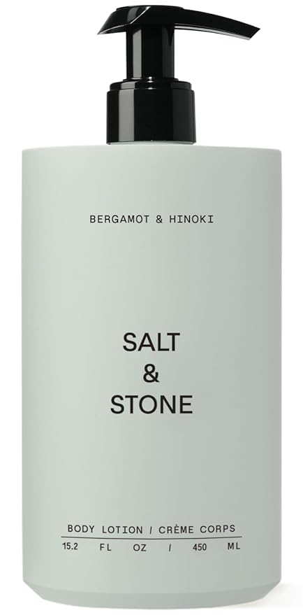Salt & Stone Body Lotion for Women & Men| Scented Daily Body Lotion | Hydrates, Nourishes & Softens Skin | Restores Dry Skin | Fast-Absorbing | Cruelty-Free & Vegan (450 ml) (Bergamot & Hinoki)-Velvo Beauty