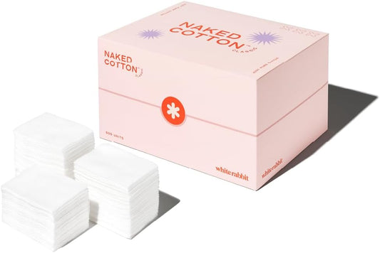 White Rabbit - Naked Cotton Classic - Premium Facial Cotton Pads - for Makeup Remover, Toner, Mask - 100% Cotton, Unbleached, Lint-Free - Extra Soft & Durable - Natural & Cruelty-Free - 500 Count-Velvo Beauty