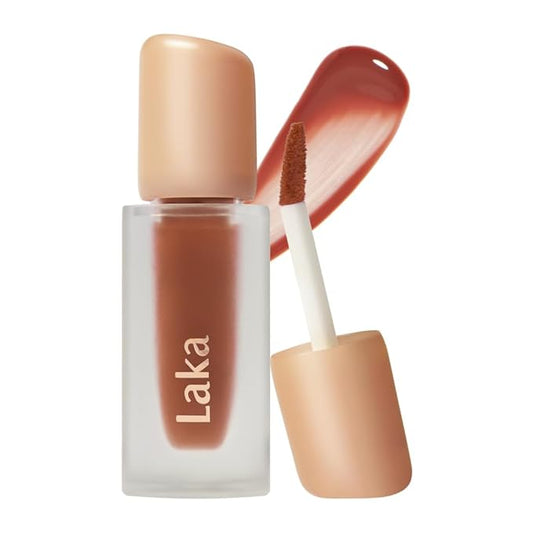 Laka Fruity Glam Tint, 4.5g/0.15 oz., Glowing Lip Stain with Wide Color Spectrum, Hydrating & Lightweight Texture, Long-Lasting Bold Stain, Non-Sticky, Vegan, K-Beauty (#108 Salty)-Velvo Beauty