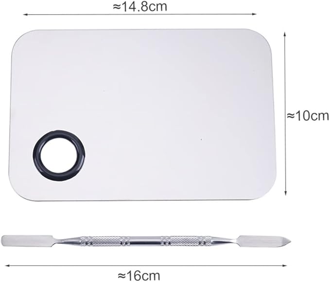 Makeup Mixing Palette,Stainless Steel Foundation Palette Cosmetic Mixing Makeup Palette Eye Shadow Eyelash Makeup Plate with Spatula Rod for Mixing Foundation Eye Shadow Eyelash Nail Art-Velvo Beauty
