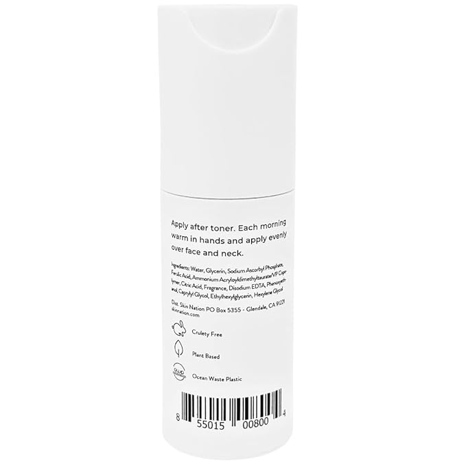Skin Nation Super Hydrating Vitamin C Face Serum with Ferulic Acid, Aloe Vera, Rosehip Oil, Can Help Smooth Skin Texture and Supports Firmer Skin, for Dry and Sensitive Skin-Velvo Beauty