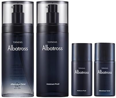 CHARMZONE Albatross Skincare for Men Aftershave Toner and Emulsion Set Father's Day Gift Set Hydrating Moisturizing Nourishing Toner+ Fluid + Travel size Total of 10.5 fl.oz-Velvo Beauty