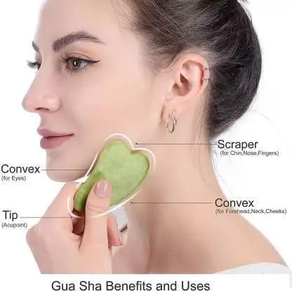Green Jade Roller & Gua Sha Set, Face Roller Manual Massager,Green Jade Applicator for Face, Neck,Body Muscle,Relaxing, Stimulating Blood Flow, Relieve Fine Lines, Wrinkles,Green-Velvo Beauty