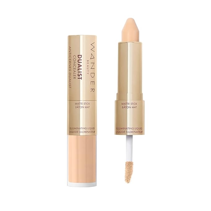 Wander Beauty Dualist Matte and Illuminating Concealer Makeup - Ivory Fair - Dual-Ended Matte Concealer Stick + Liquid Concealer - Full Coverage Concealer Brightens, Firms, & Hydrates - 0.28 fl oz-Velvo Beauty