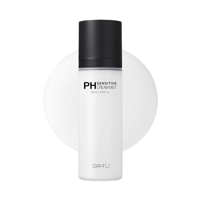 SAM'U PH Sensitive Cream Mist, Ceramide Face Mist, Hypoallergenic Facial Spray with Hyaluronic Acid & Centella, Hydrating & Quick Absorbing, Korean Skin Care for Dry & Sensitive Skin, 3.38 Fl. Oz-Velvo Beauty