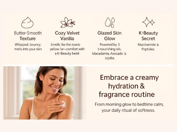 SOLME Brazilian Bum Bum Body Lotion Bouncy Bliss | Skin Tightening Body Butter with Coconut & Jojoba Oil, Collagen & Avocado Extract | Glowing Skin | Peach Vanilla Scent | K-Beauty, 6.76 fl. oz.-Velvo Beauty