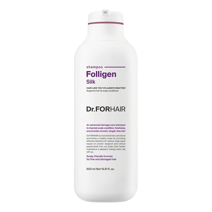 Dr.FORHAIR Folligen Silk Shampoo 500 ml/16.9 fl. oz. | Damaged Scalp And Hair Care | Hair Strengthening | Protein care | Smooths and Softens Rough Hair | Hypoallergenic-Velvo Beauty