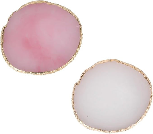 Nail Polish Palette, 2Pcs Resin Nail Art Palette, Nail Painting Mixed Color Palettes, Gold Edge Makeup Mixing Tray, Nail Supplies For Nail Techs, Nail Art Display Board(Orbicular)-Velvo Beauty