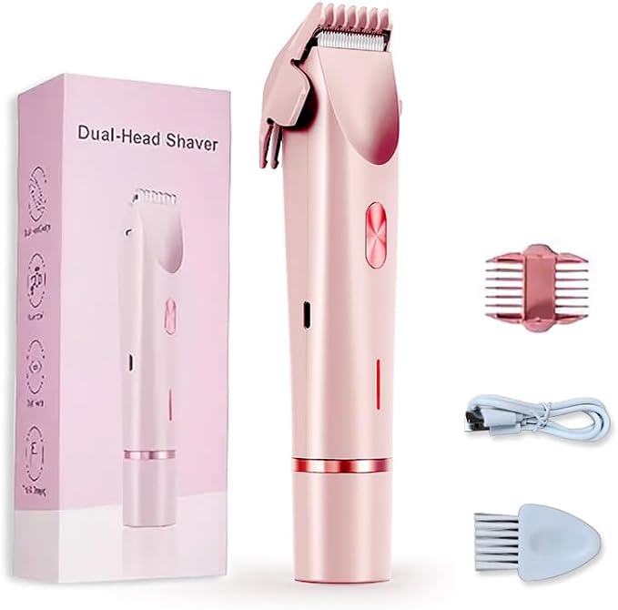 2-in-1 Women's Electric Shaver, Waterproof Cordless Bikini Trimmer & Body Razor, Dual Head Pain-Free Design, Pink Galaxy (2025)-Velvo Beauty