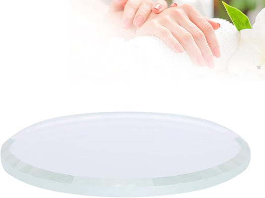 Nail Art Palette, DIY Nail Art Palette Nail Color Mixing Palette Nail Art Manicure Display Drawing Tool Nail Art Plate False Nail Mirror Glass Display Board for Manicure Makeup Paint Art(white)-Velvo Beauty