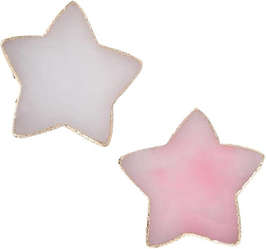Nail Polish Palette, 2Pcs Resin Nail Art Palette, Nail Painting Mixed Color Palettes, Gold Edge Makeup Mixing Tray, Nail Supplies For Nail Techs, Nail Art Display Board(Star)-Velvo Beauty