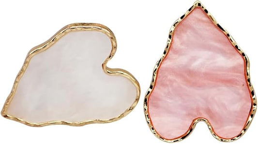 2 Pcs Nail Art Palette Ring Nail Color Mixing Tray Nail Polishing Palette Makeup Foundation Mixing Plate with Finger Ring for Nail Salon Shop Heart-Velvo Beauty